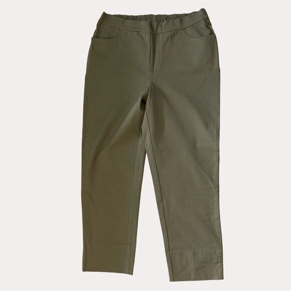Isaac Mizrahi Live Crop Dress Pants Green 10 NWOT - Picture 1 of 7